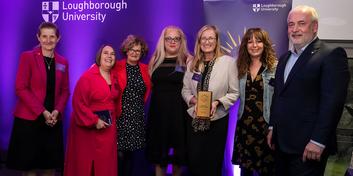 Five members of the ALSS team receiving their award from Professor Rachel Thomson and Professor Nick Jennings