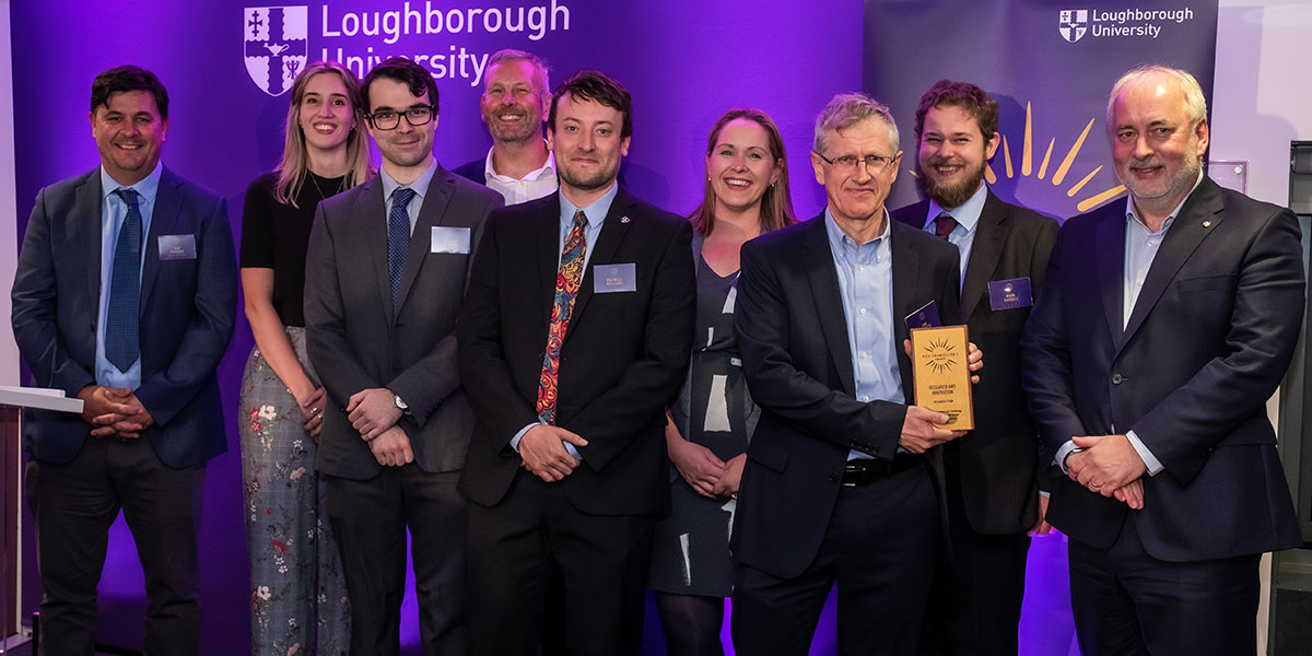 The NCCAT team receiving their award from Professor Dan Parsons and Vice-Chancellor, Professor Nick Jennings