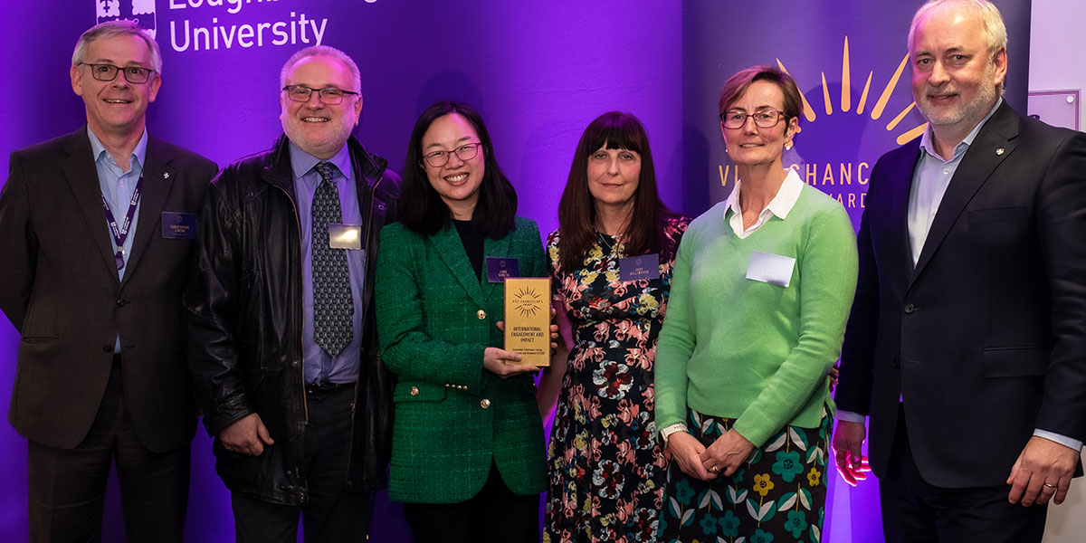 Members of the STEER team receiving their award from Professor Chris Linton and Vice-Chancellor, Professor Nick Jennings