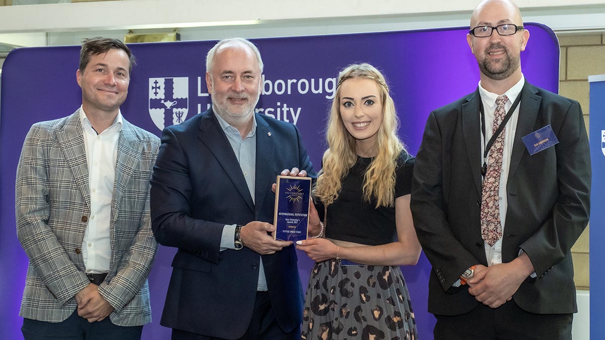 Three members of the Future Space Team receiving their VC Award from the Vice Chancellor, Nick Jennings