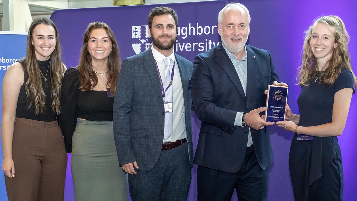 Four members of the Recreational Sport Team receiving their VC Award from the Vice-Chancellor, Nick Jennings