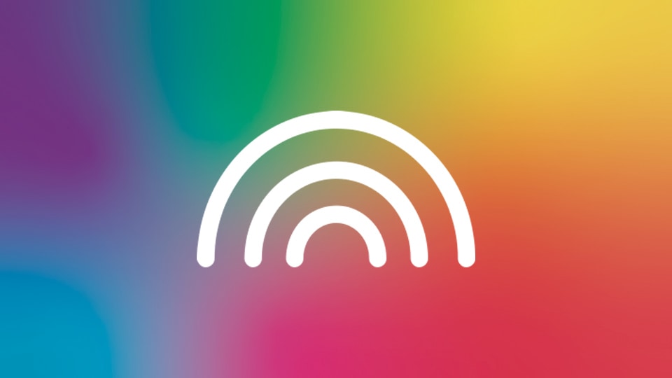 rainbow gradient image with white outline rainbow icon