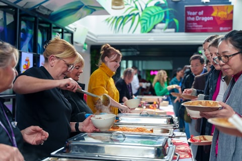 People being served food