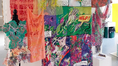 Close up of textiles work