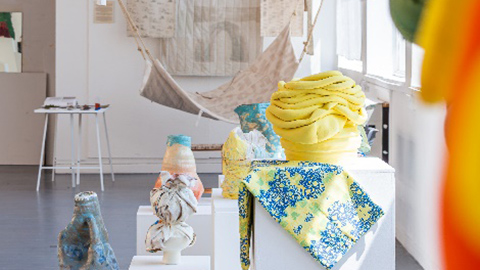 Close up of textiles work