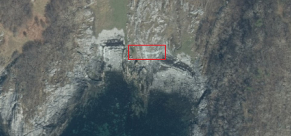 Satellite image of large net on beach