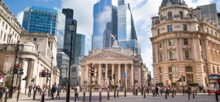 The Bank of England building in London.