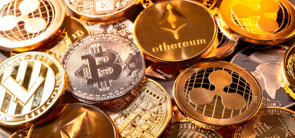 gold coins representing digital currency such as Bitcoin
