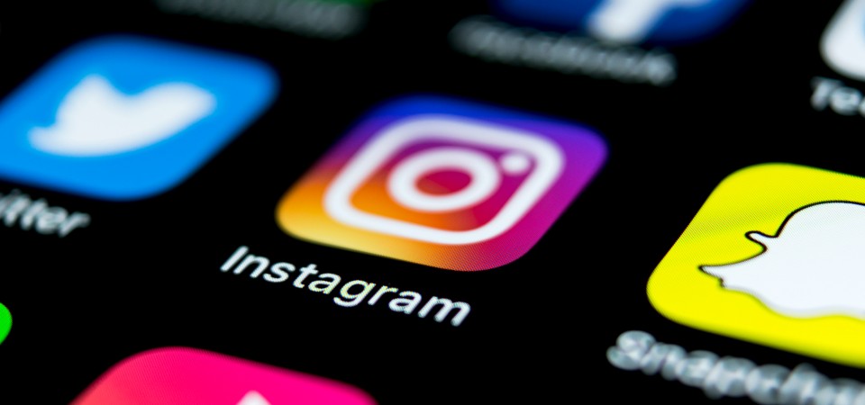 A smart phone screen with the Instgram icon