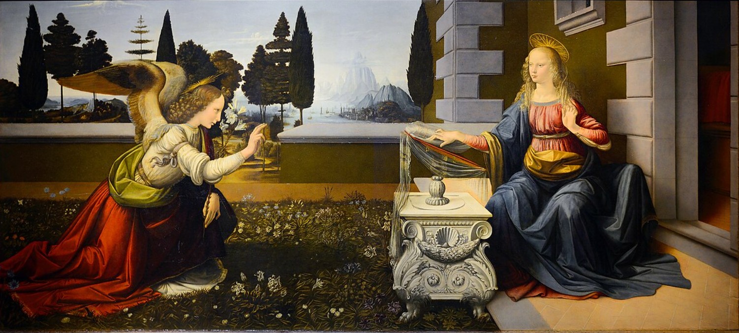 The Annunciation. Painted by Leonardo da Vinci