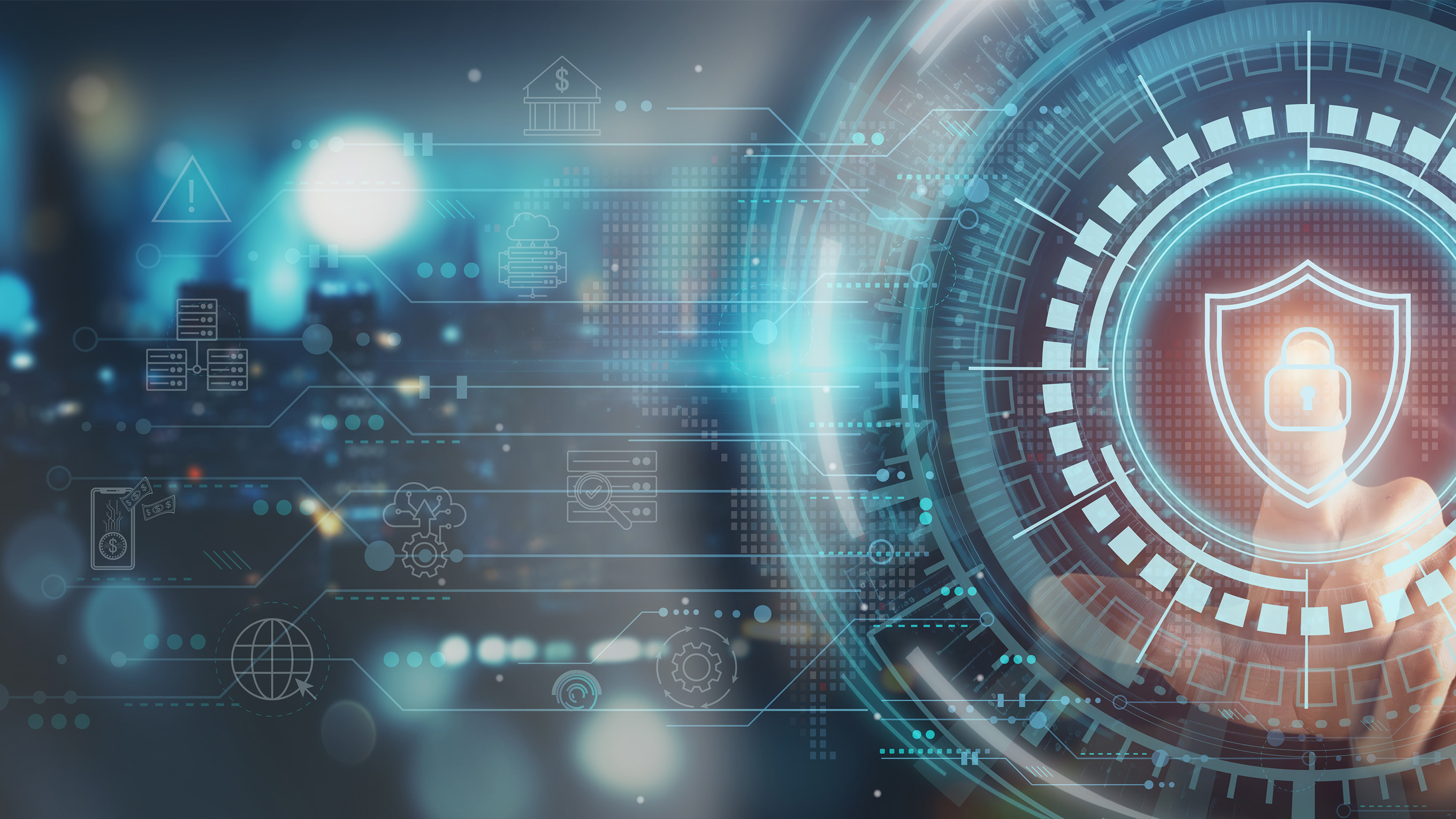 graphic showing digital system and security