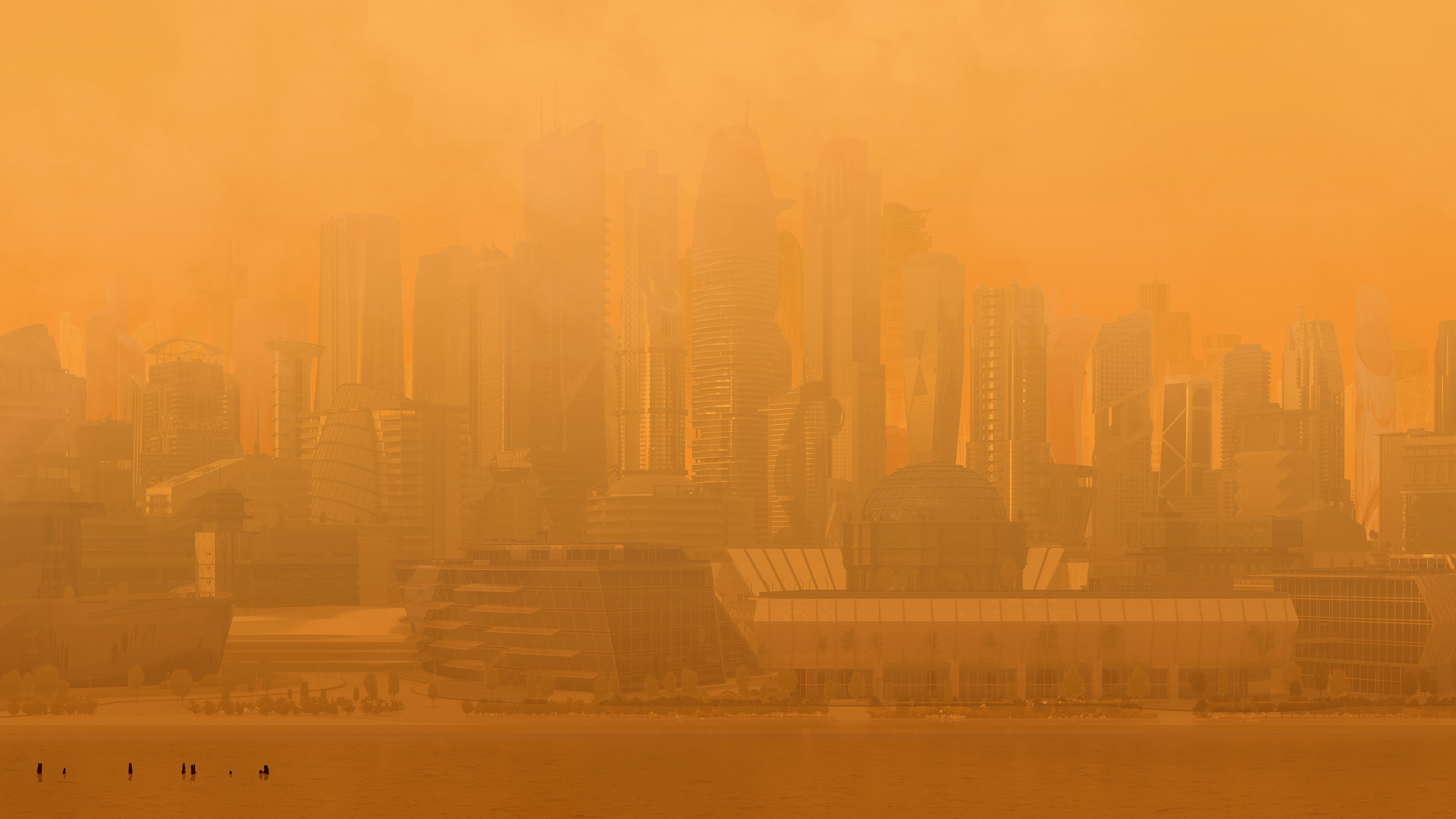 sandstorm across a city skyline