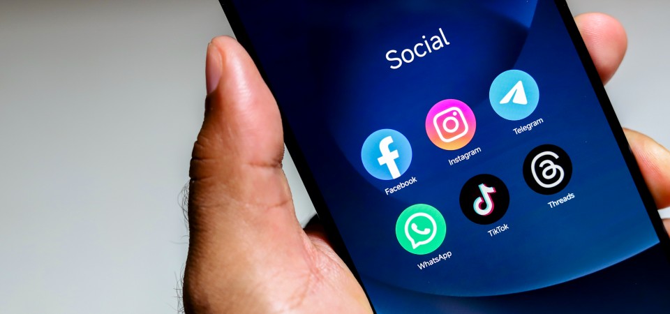 Smartphone screen with lots of social media apps