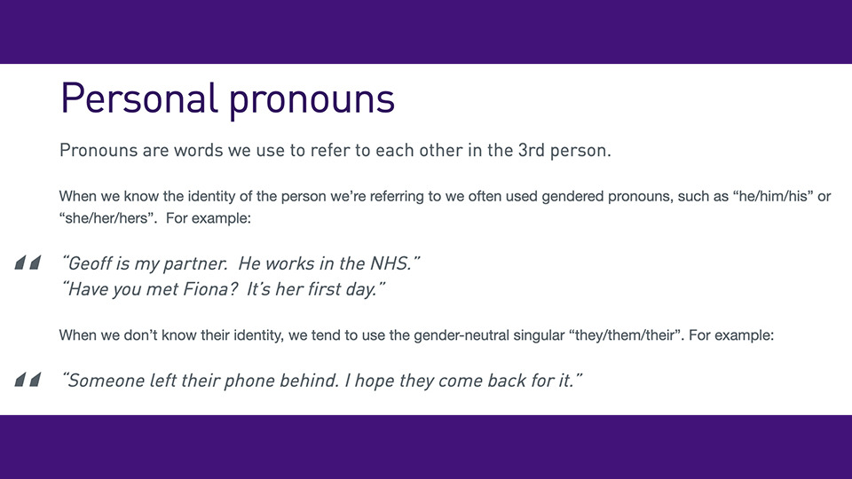 a screen grab of a web page about pronouns