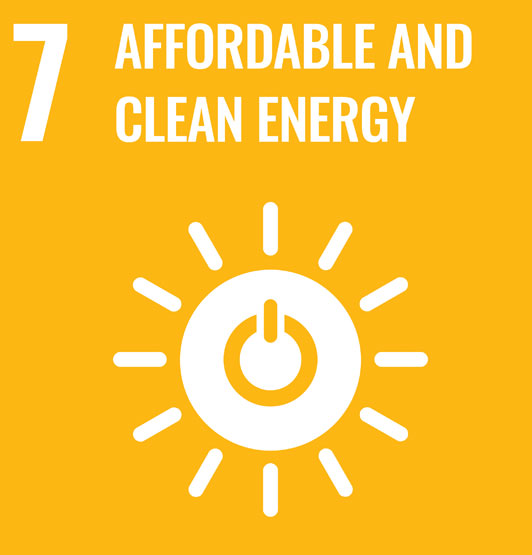 The UN's SDG7 illustration - lightbulb graphic and the words: 