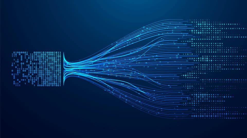 Abstract infographics visualization. Big data code representation.