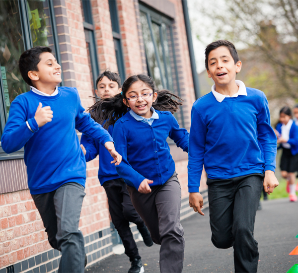 children running at school