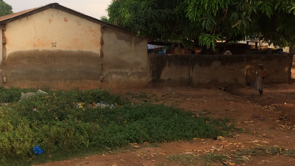 Flood level mark on the side of a house in Tamale, Ghana