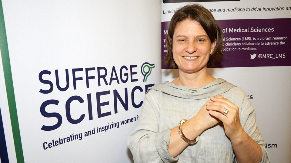 Photograph of Dr Eugenie Hunsicker at the Suffrage Science Awards 2018