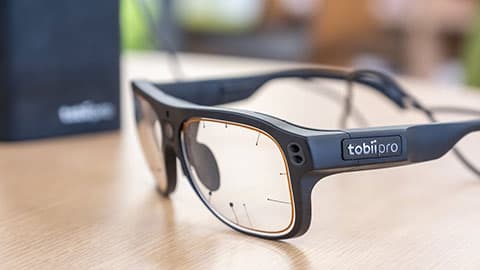 a pair of Tobii glasses