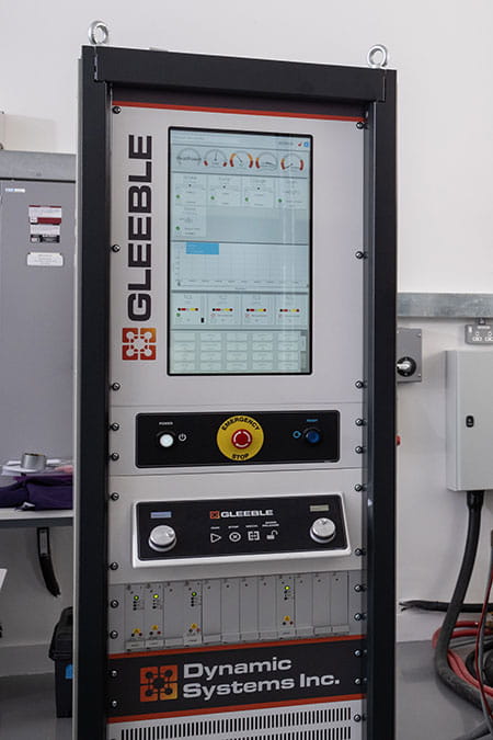 Gleeble 3800 machine with large touchscreen display screen