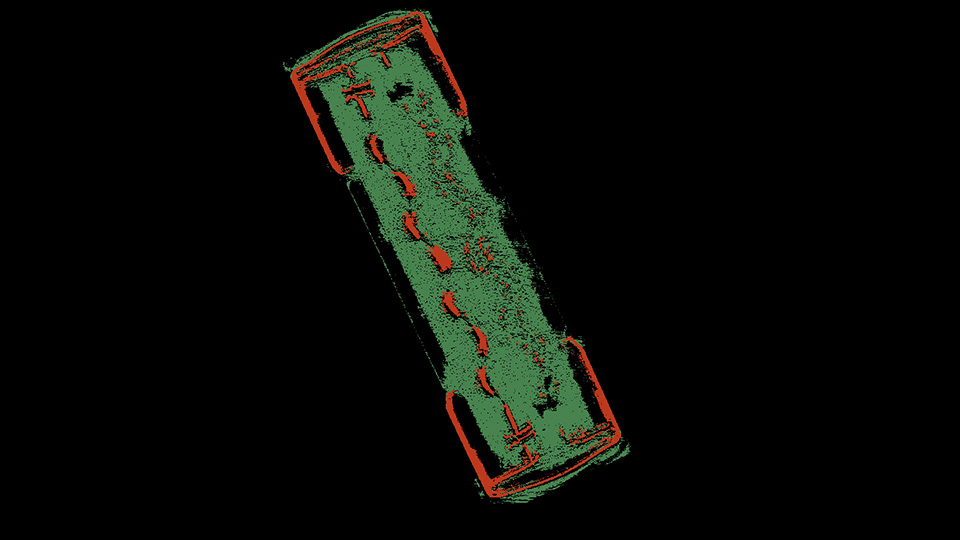 a 3d segmented model of a blown fuse component