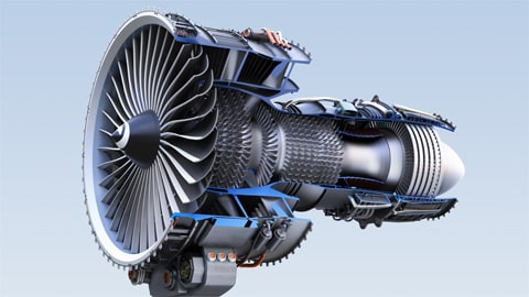 Cross section view of a jet engine