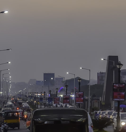 Rush hour heavy traffic jam in Vishakhapatnam City, Vizag, India