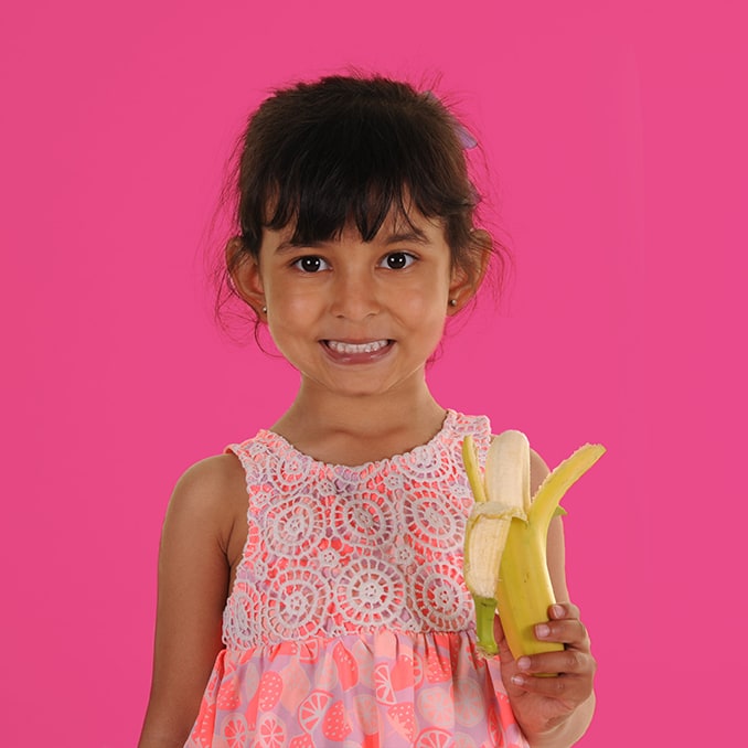 Child with banana