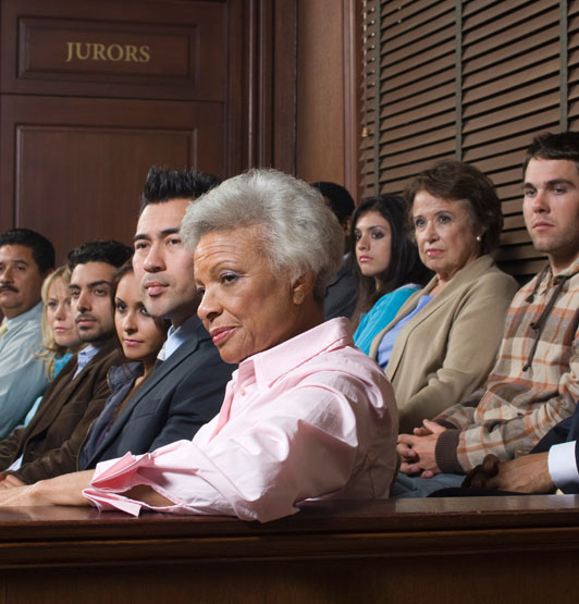 Photograph of a jury sitting in a courtroom