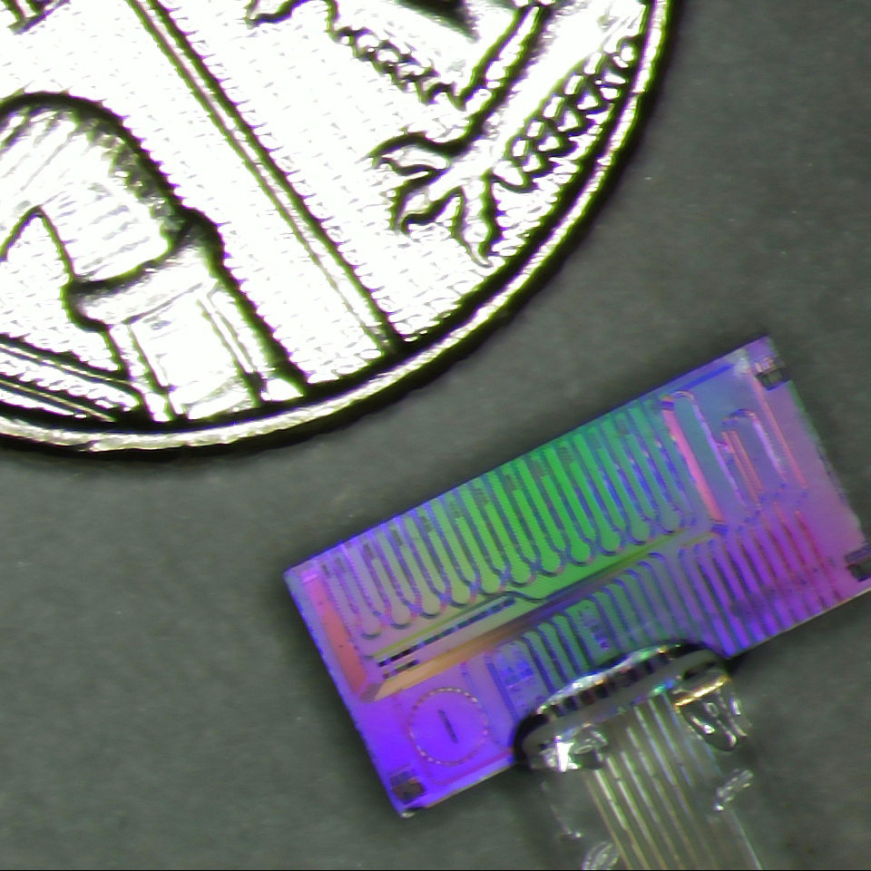 A micro-resonator chip - key component of a miniaturised micro-comb laser