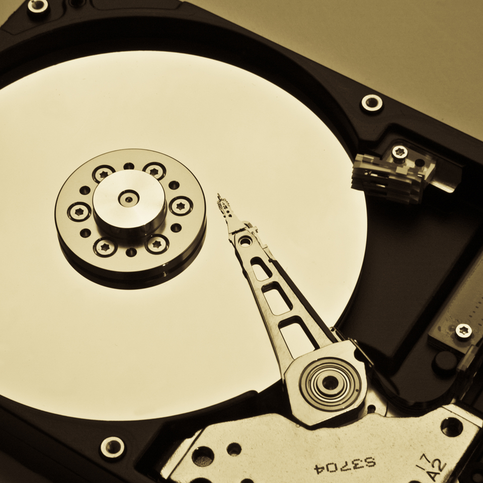 Photograph of a computer hard disk drive