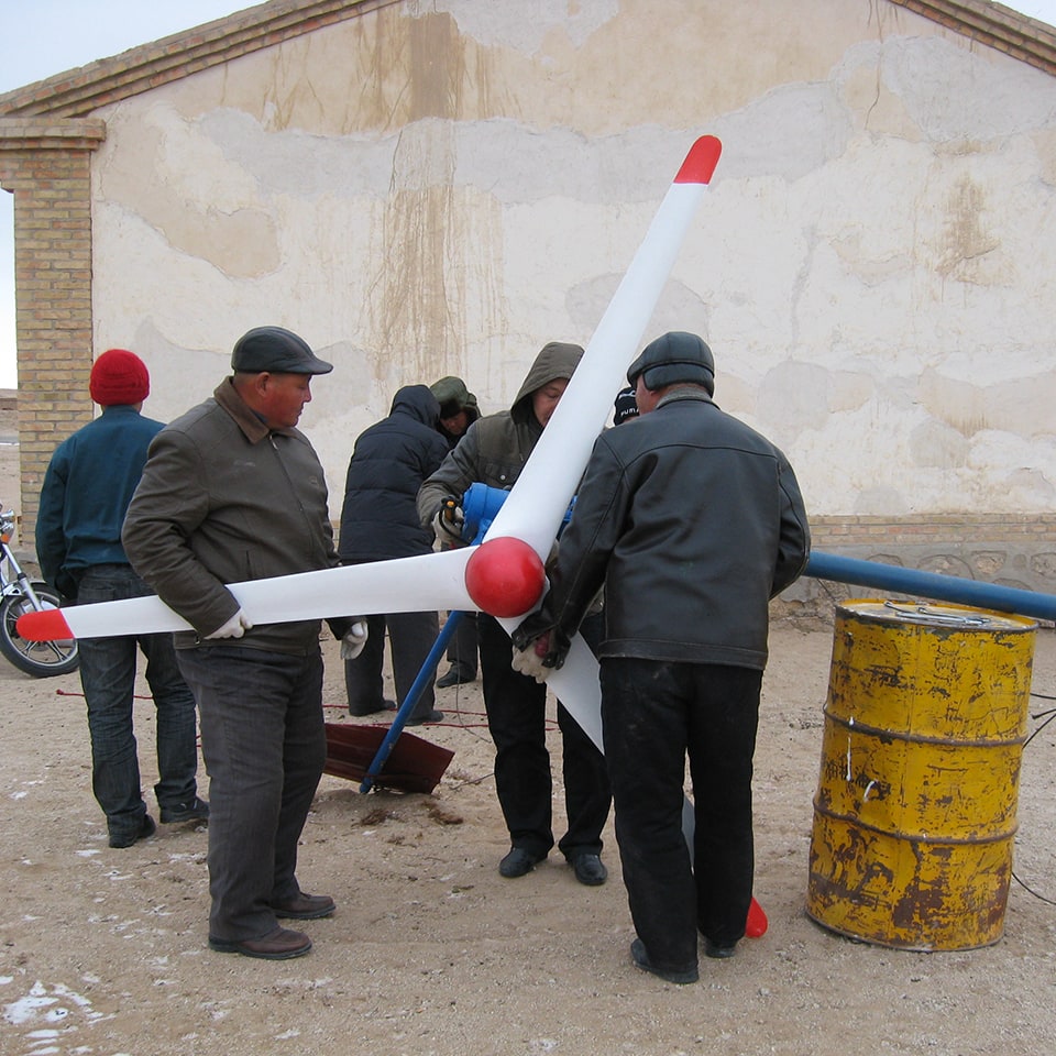 Wind turbine being installed in China