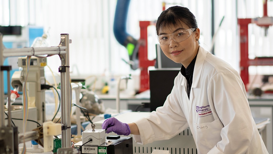 Researcher working in a lab at Loughborough University