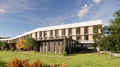 A computer generated image of the new National Rehabilitation Centre building