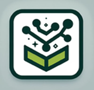 Graphic with dots, lines and stars above two green shapes