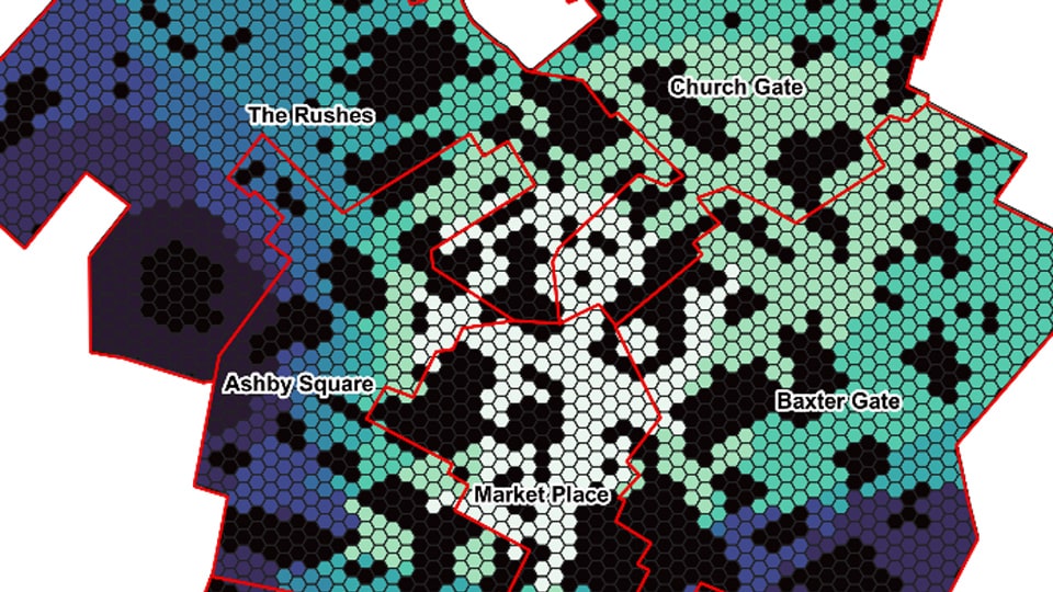 Heatmap of pedestrians in Loughborough