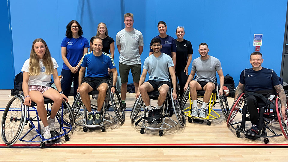 Members of the Peter Harrison Centre for Disability Sport at a wheelchair basketball event