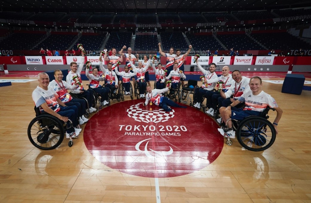 Team GB Wheelchair Rugby after winning gold at the Tokyo 2020 Olympics (Photo credit: Paralympics GB)