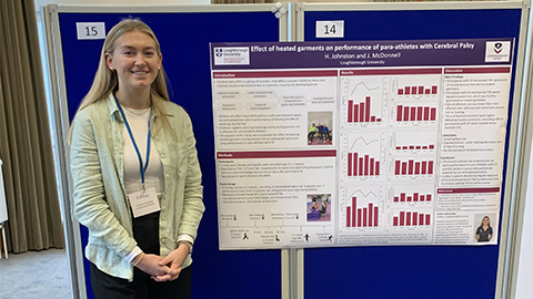 Doctoral researcher Hannah Johnston presenting her poster presentation at the World Ability Sport Conference