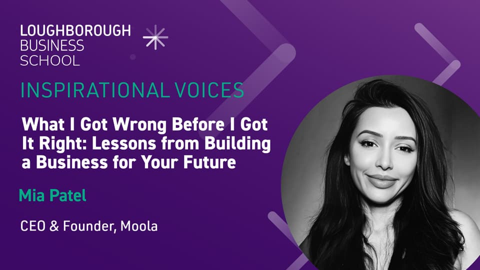 An image with the Loughborough Business School background