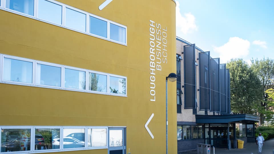 The front of the Loughborough Business School building.