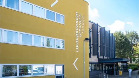 The front of the Loughborough Business School building.