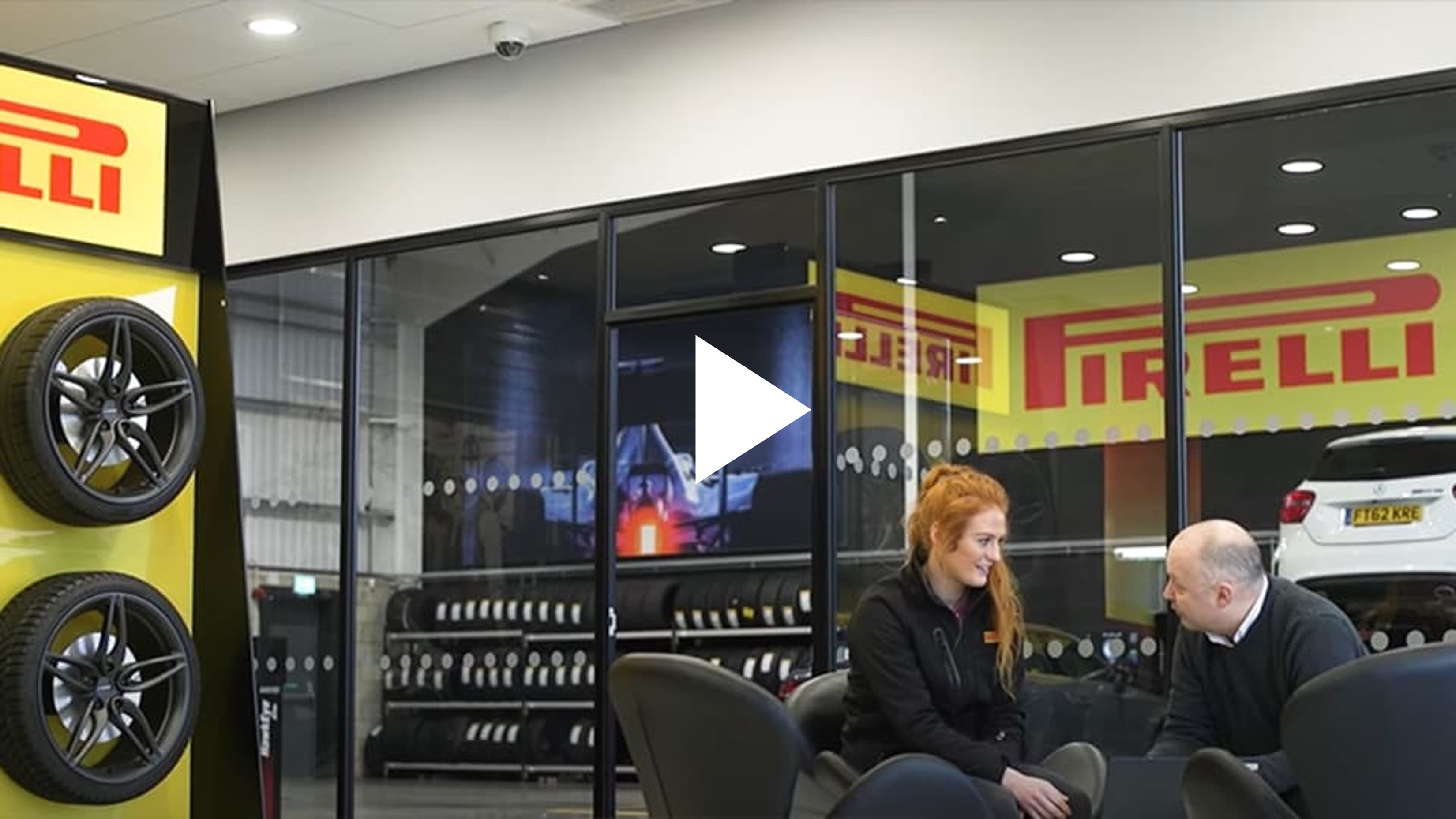 student Beth with colleague at her internship at Pirelli