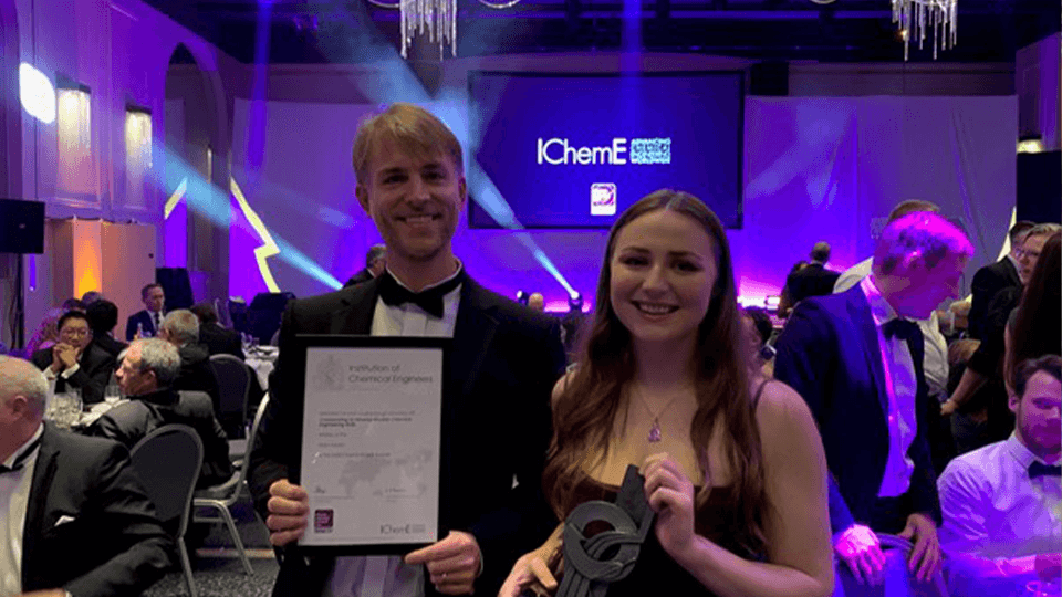 image of Jonathan Wagner and Sellafield colleague at IChemE Awards 2022