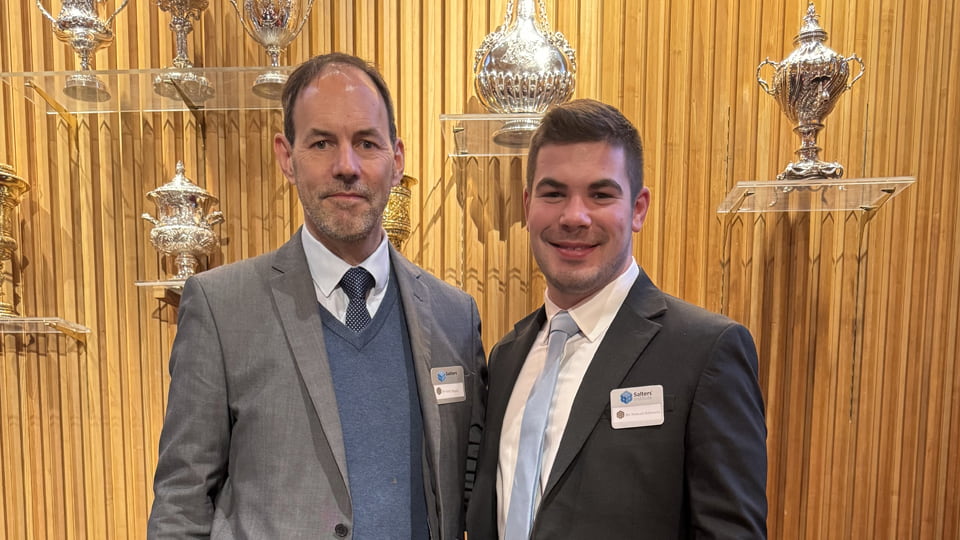 Chemical Engineering graduate, Sam Edwards and Andy Stapley at Salters Awards Ceremony