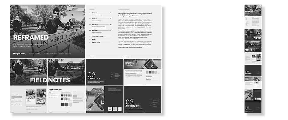 Screenshot of bad examples - fitting too many pages onto one sheet or putting every page into a long column
