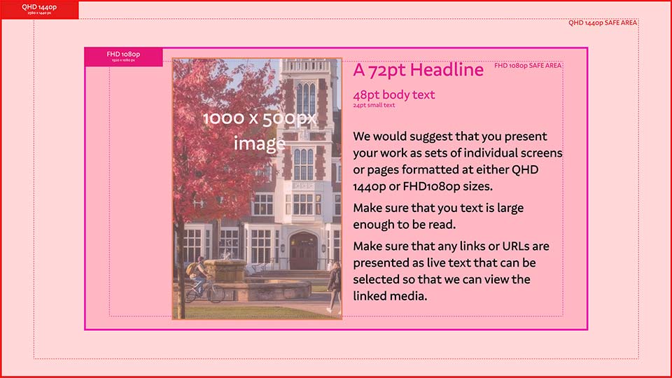 An illustrative example of the portfolio size layout showing the position of the image, text and the font sizes.