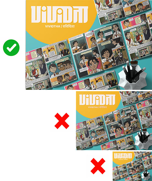 Example portfolio structure showing three detailed case studies from a graphic design project.