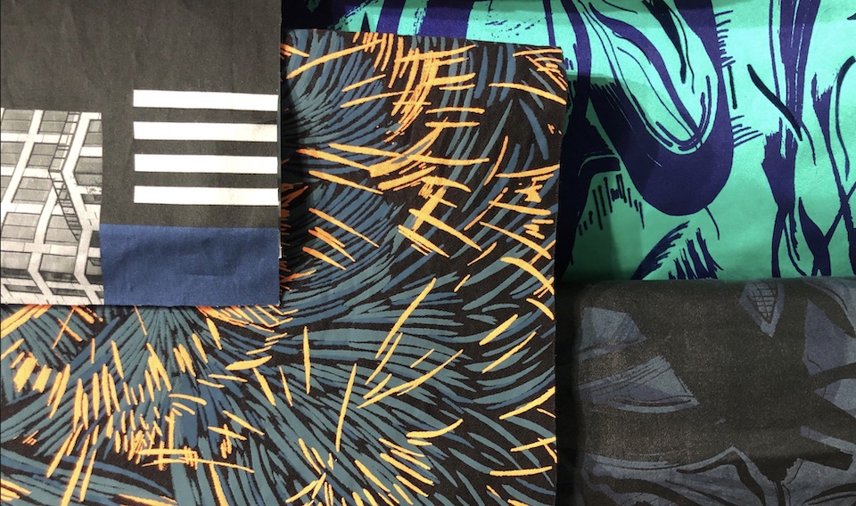swatches of printed textiles